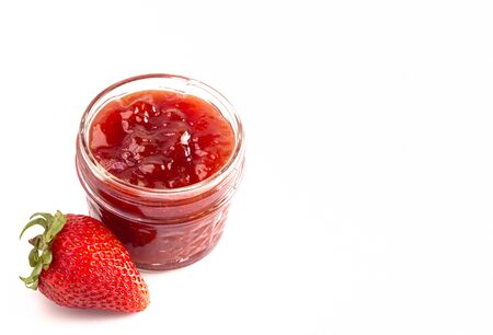 Classic Strawberry Jam Isolated on a White Backgroundの写真素材