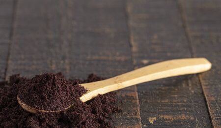 A Spoon Full of Organic Acai Powder a Superfoodの写真素材