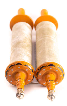 Ancient Looking Hebrew Scroll of the Torahの写真素材