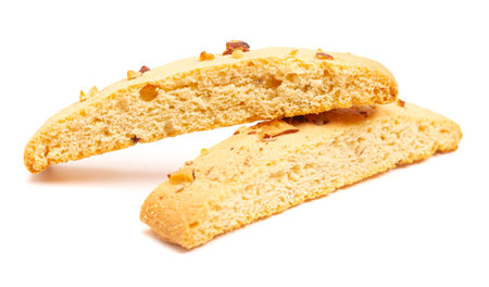 Almond and Walnut Biscotti Isolated on a White Backgroundの写真素材