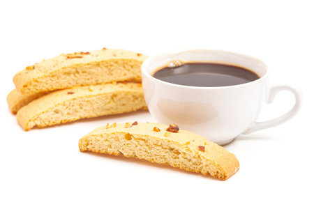 Almond and Walnut Biscotti Isolated on a White Backgroundの写真素材