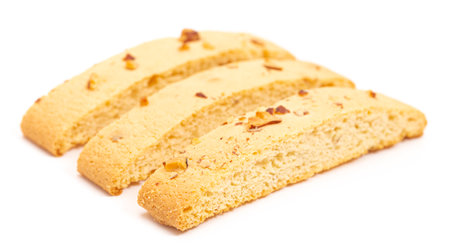 Almond and Walnut Biscotti Isolated on a White Backgroundの写真素材