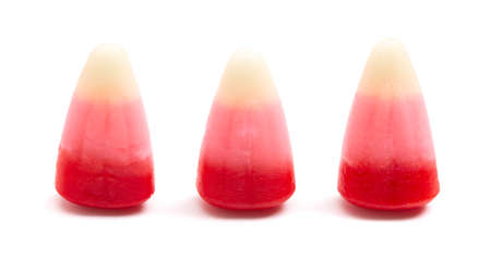 Red Pink and White Valentines Day Candy Corn Isolated on a White Background