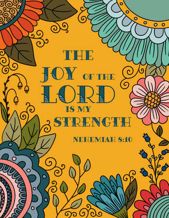 Floral Border with a Verse The Joy of the Lord is My Strengthのイラスト素材