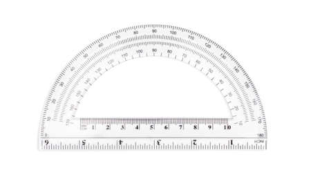 A Protractor a Tool of Design and Geometry on a White Backgroundの写真素材
