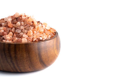Pink Himalayan Sea Salt on a Isolated White Backgroundの写真素材