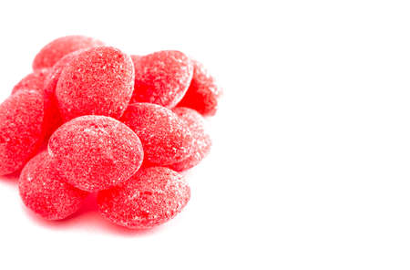 Red Old Fashioned Hard Candies Isolated on a White Backgroundの写真素材