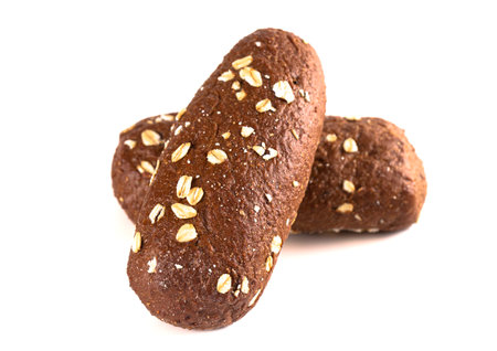 Brown Bread with Oats Isolated on a White Background