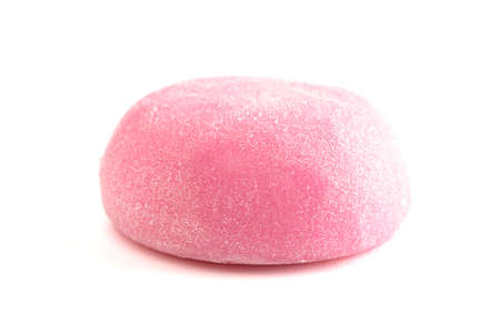 A Pink Mochi Ice Cream Isolated on a White Backgroundの写真素材