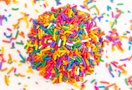 Bright Rainbow Sprinkles Isolated on a White Background