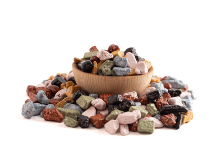 Pile of Chocolate Candy Rocks Isolated on a White Backgroundの写真素材