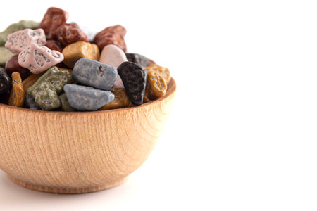 Pile of Chocolate Candy Rocks Isolated on a White Backgroundの写真素材