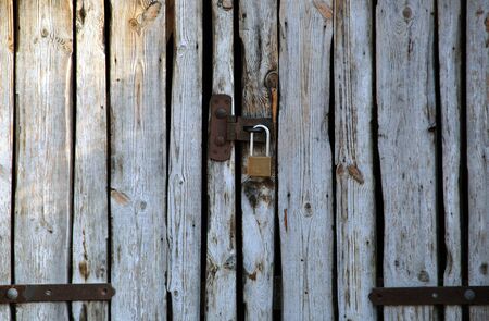 Old wooden shed doorの写真素材