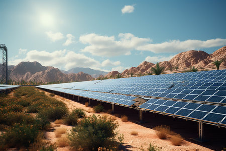 solar energy in the desert, 3d rendering computer digital imageの素材