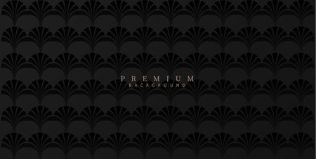 Black geometric pattern. Elegant gradient background with stylized seamless flowers. Decorative, luxurious, formal banner.のイラスト素材