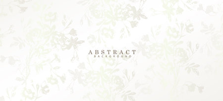 White floral background. Luxury pattern, flowers silhouette decoration. Vector template for brochure cover, invitation template, wedding card, elegant coupon.のイラスト素材