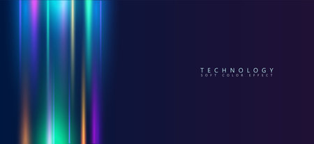 Multicolor futuristic illustration. Strips of colorful lights on blue background, glowing effect.のイラスト素材