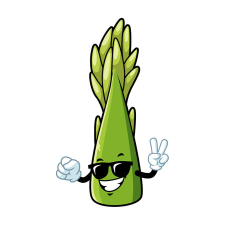 vector cartoon, character, and mascot of an asparagus wearing black eyeglassesのイラスト素材