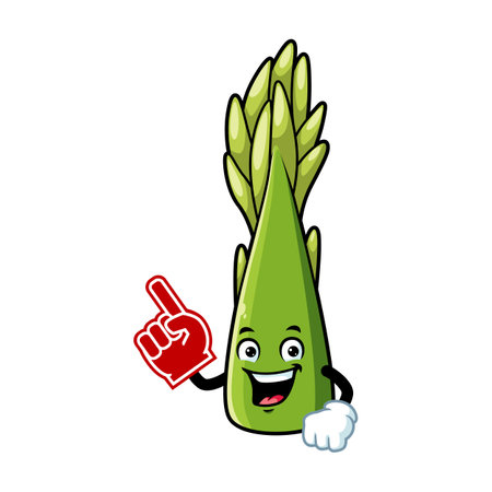 vector cartoon, character, and mascot of an asparagus wearing finger foamのイラスト素材