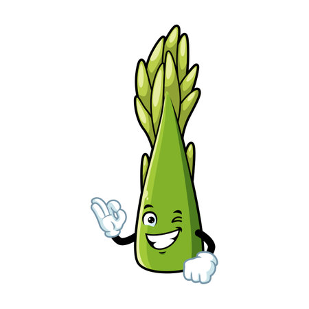 vector cartoon, character, and mascot of an asparagus with ok poseのイラスト素材
