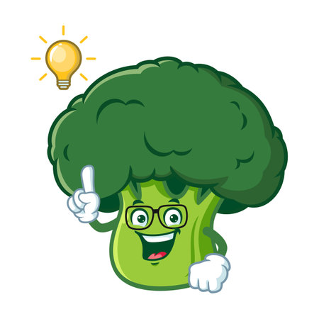 vector cartoon, character, and mascot of a broccoli get an ideaのイラスト素材