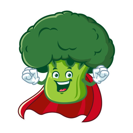 vector cartoon, character, and mascot of a broccoli superheroのイラスト素材