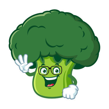 vector cartoon, character, and mascot of a broccoli wearing eyeglassesのイラスト素材