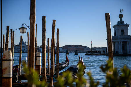 Historic buildings on the Grand Canal in the center of Venice.の写真素材