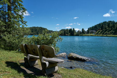 Take a break at the lakeの写真素材