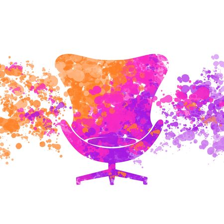 Amrchair icon with splash color, illustration paintingの写真素材