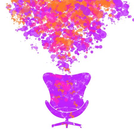 Amrchair icon with splash color, illustration paintingの写真素材