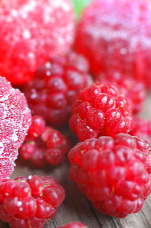 Sweet raspberries and jelly fruits close-up(Shallow DOF)の写真素材