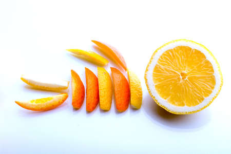  Assorted slices of tangerines の写真素材