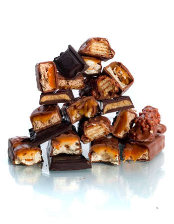 A Mountain of assorted Chocolate barsの写真素材