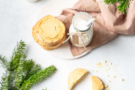 Freshly baked homemade gingerbread cookies. Christmas and New Year celebration traditionsの写真素材