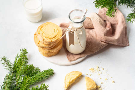 Freshly baked homemade gingerbread cookies. Christmas and New Year celebration traditionsの写真素材