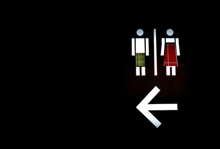 toilet symbol in the darkの写真素材
