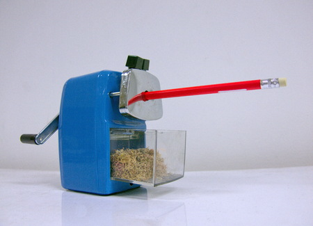 a blue pencil sharpenerの写真素材