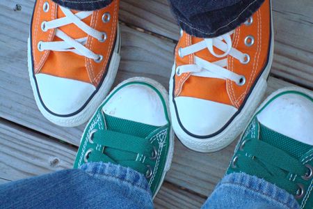 Alternating Orange and Green Shoes