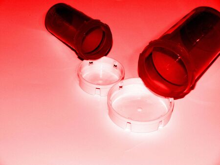 Red Empty Medicine Bottlesの写真素材