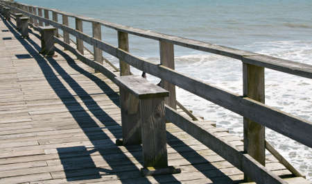 Simple Benches on Pierの写真素材