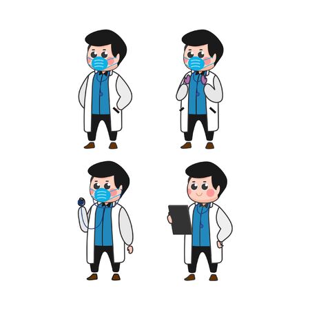 Illustration vector Graphic of cute doctors with white jacketのイラスト素材