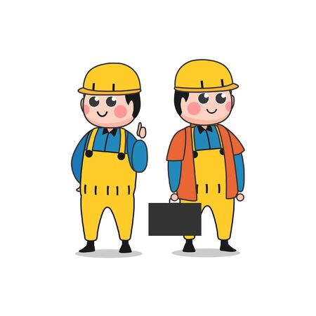 Illustration vector Graphic of  cute construction manのイラスト素材