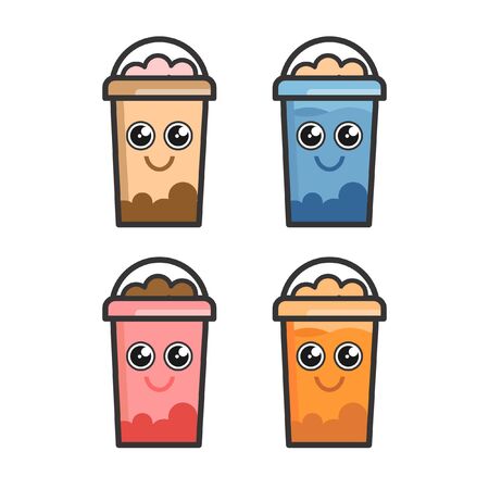 Illustration vector Graphic of cute bubble boba drink cupsのイラスト素材