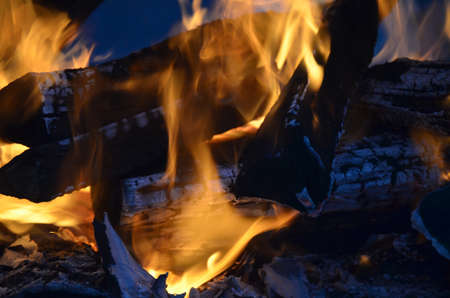 A close up image of the flames on a campfire.