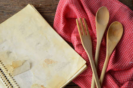 Cookbook and Three Wooden Spoonsの写真素材