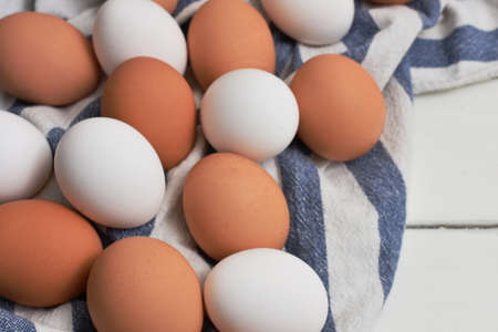 Farm Fresh White and Brown Eggsの写真素材