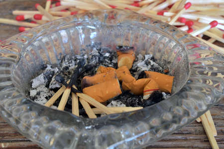Dirty Ashtray Close Upの写真素材
