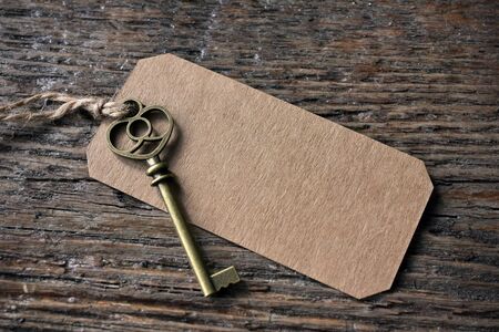 Antique Key with Labelの写真素材