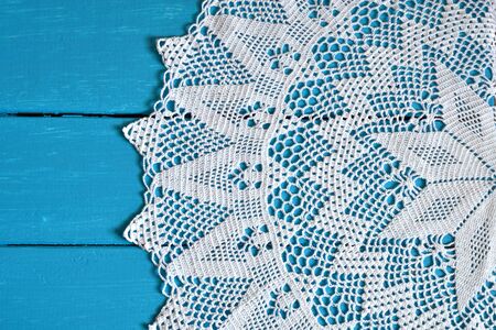 White Crochet Doily Backgroundの写真素材